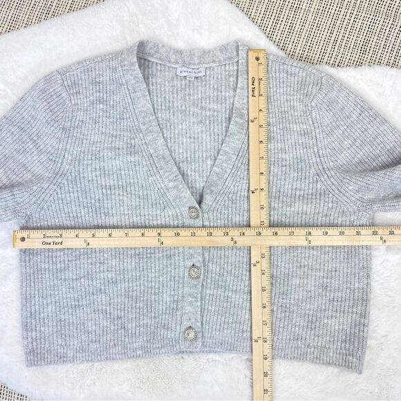 Gianni Bini Dani Cardigan Sweater Rhinestone Button Ribbed Gray Large - Picture 13 of 14